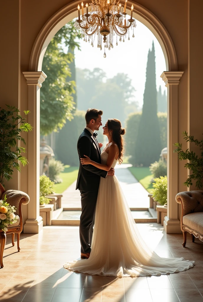 Imagine a romantic and unforgettable scene: A sunset wedding at a charming winery. The bride and groom are about to exchange their vows under an elegant stone gazebo, while your guests are seated in an open area, Bathed in the soft golden light of the sunset. The atmosphere is magical, but also challenging for a photographer. Nesta cena, We have a mixed lighting situation. A luz do sol, prestes a desaparecer no horizonte, cria uma temperatura de cor quente e dourada, that embraces the bride and groom and their guests with a romantic touch. No entanto, As the day progresses into twilight, The winery's artificial lights begin to come on, proporcionando uma luz mais fria e branca ao ambiente. The challenge for the photographer is to capture the beauty of this special moment while balancing the different light sources. Here's how it handles the mixed lighting situation: