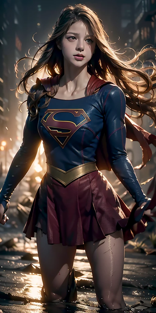 a handcuffed supergirl getting raped, cave, bdsm, bondage, , , forced, sexual intercourse, handcuffed, restrained, squirting, photorealistic, Melissa Benoist as supergirl, red tattered skirt,