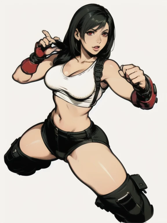 (masterpiece, best quality:1.2), expressive eyes, perfect face, highres, 1girl, solo, ryu \(sf\), (female:1.5), black hair, short hair, dougi, fingerless gloves, headband, fighting pose, portrait, looking at the viewer, cowboy shot