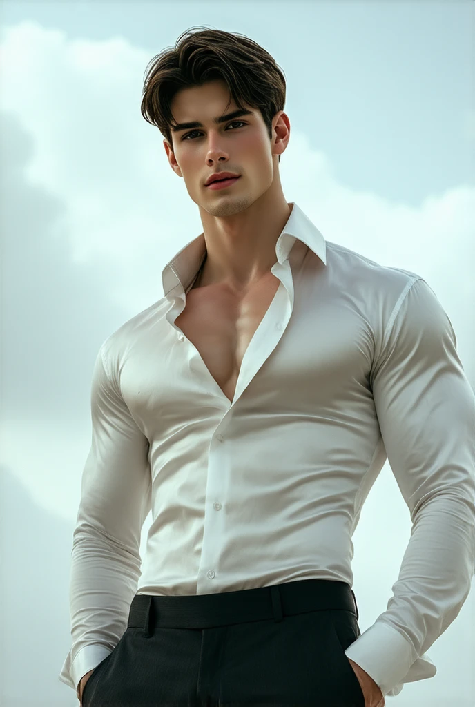 you can create a guy who is muscular, have a tight white shirt, with cool black jeans (tight) Have black hair/chestnut, have beautiful eyes (any color, It can be light blue or brown., the same) and be physically beautiful.