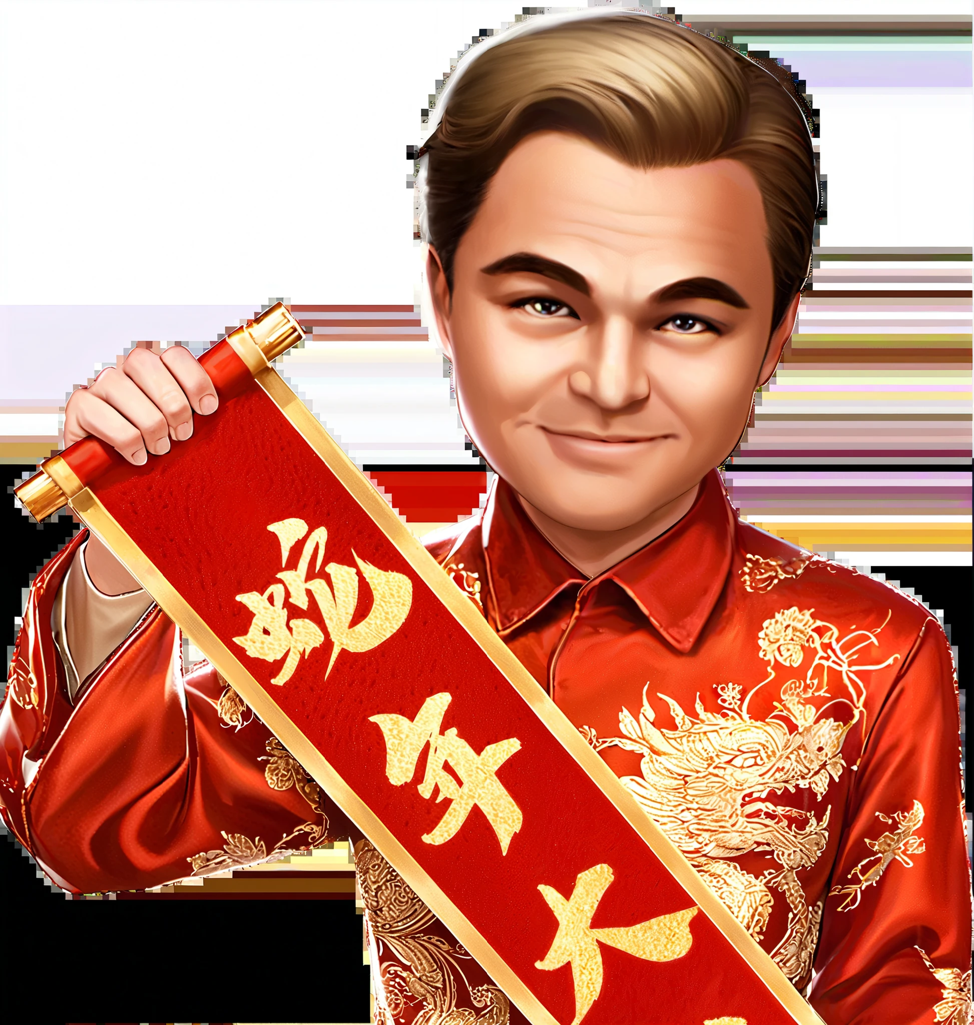 masterpiece, top quality, hand-painted style character , Best Quality, Official Art ,Little Plum,, Red suit,Handsome face, ,lol,Happy, has a delicate and handsome face ,电影Actor,Little Plum明星, Beautiful eyes ,lol容,Handsome face, with extremely detailed eyes and faces, Long eyelashes, masterpiece, high quality , perfect face, 微lol ,Perfect Fingers, Perfect Anatomy , Perfect Arms, Male celebrity,Handsome face, Actor, hand-painted style character ,2.5D, ( Highest Quality ,16K, high resolution , masterpiece:1.2), super detailed,( hand-painted style character , realistic :1.37),HDR, Ultra HD, studio lighting , Super Fine Painting , clearly focused, physically-based rendering , Extreme Detailed Description ,Professional, The bright colors , Dramatic Lighting , Light and Dark Contrast, Mystery,joy,, surrealistic ,fantasy