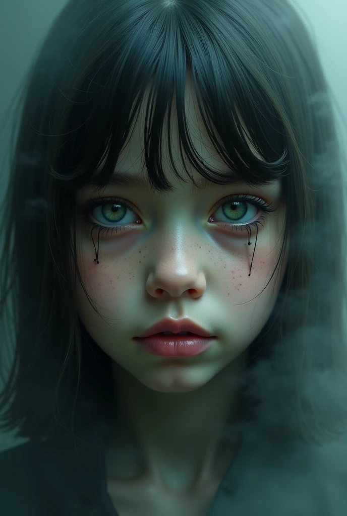 Scary girl picture hairs on her face looks very scariest 