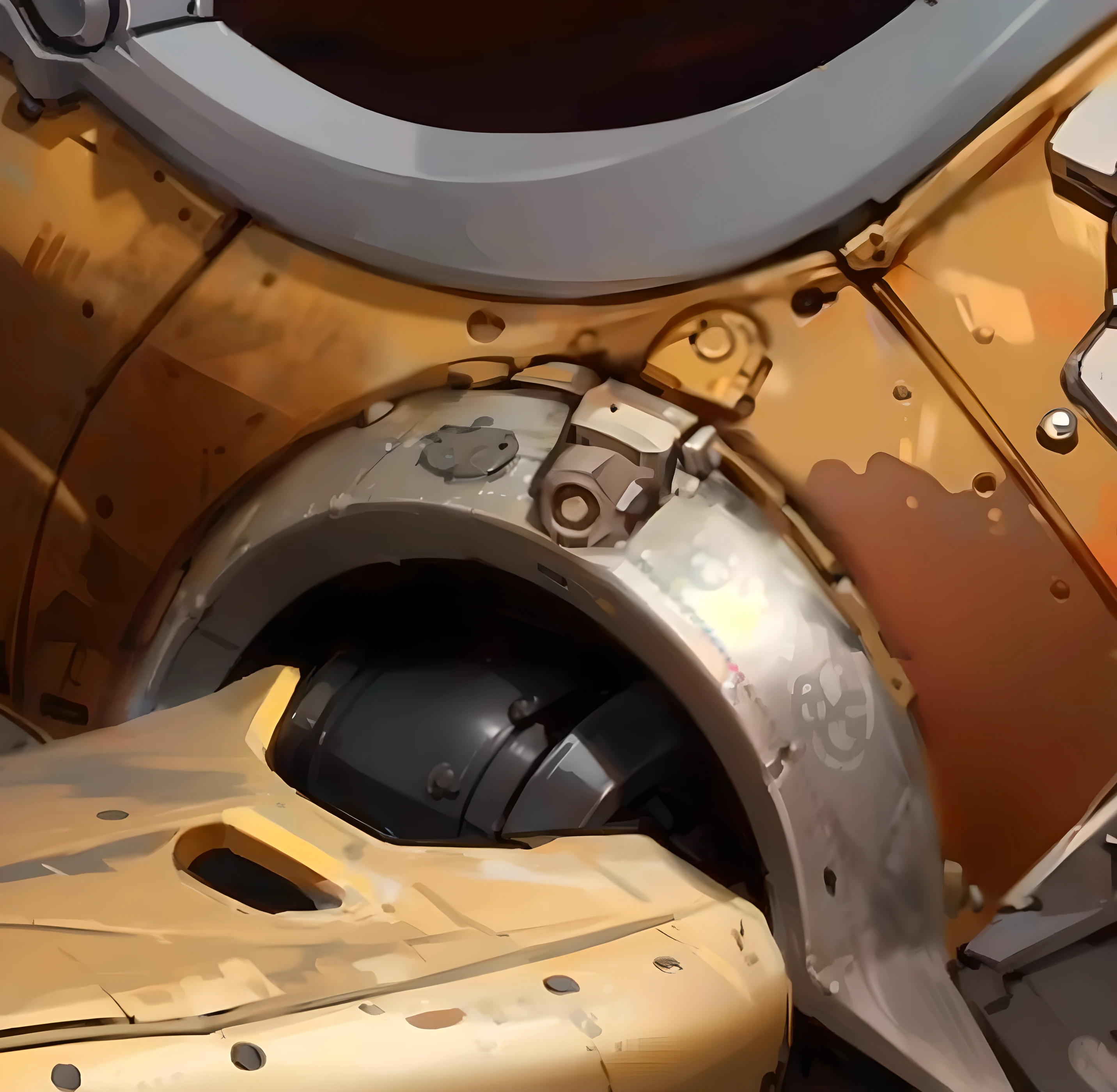  Steampunk ， iron plate link ，Wear，Paint removal ， rivet link， metal texture ，aircraft shell，4K Ultra HD,  masterpiece,  Height Details 
