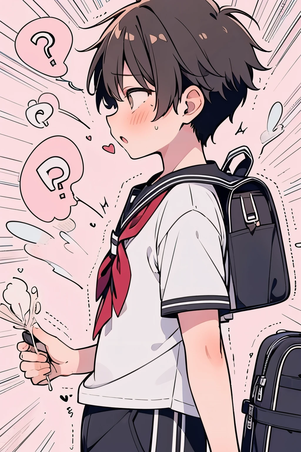 (1-boy :1.5),hypnotism,((Many question mark:1.0)),Short Hair, brown hair ,♥️,(NSFW:0.5),(ahegao:0.5), anal in penis ,Procreation,( rider position:0.7), seeds ,impregnation,Creampie ,Nervous,(heart eye:1.0), high school student from the side, Health Sports,Sex with a giant old man