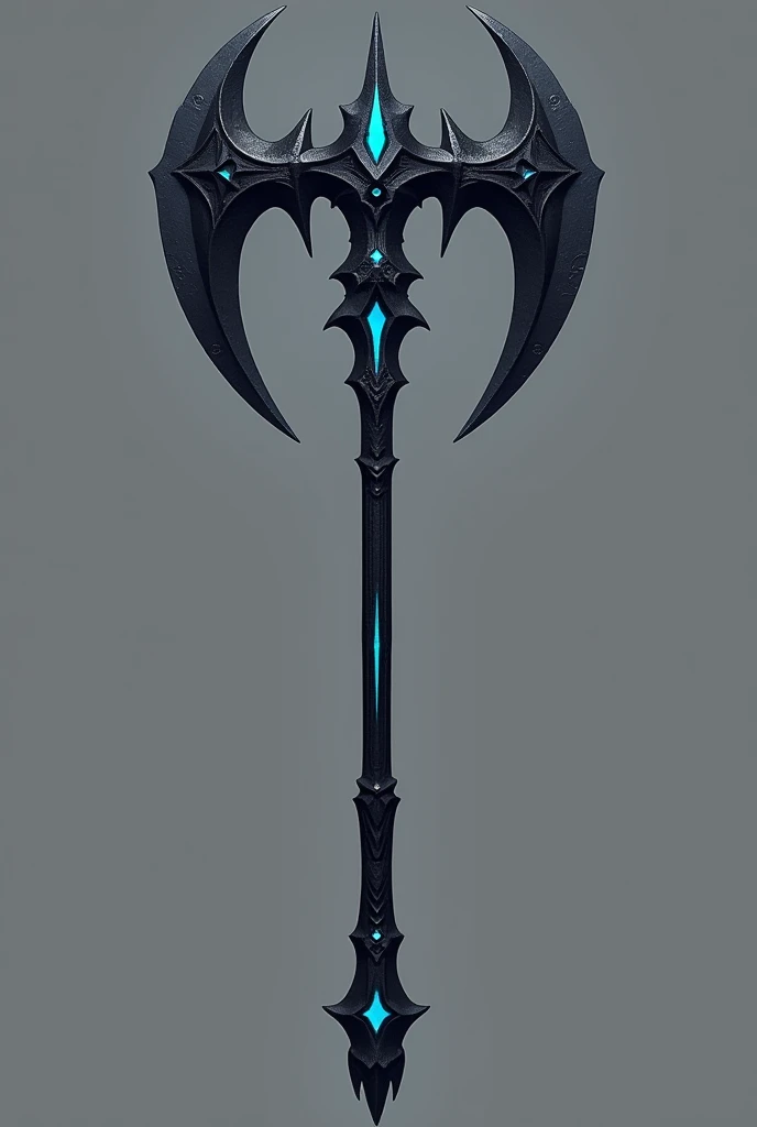 Axe with black blades and blue details, two sharp ends , Cabo Negro , Long axe , (black blades)