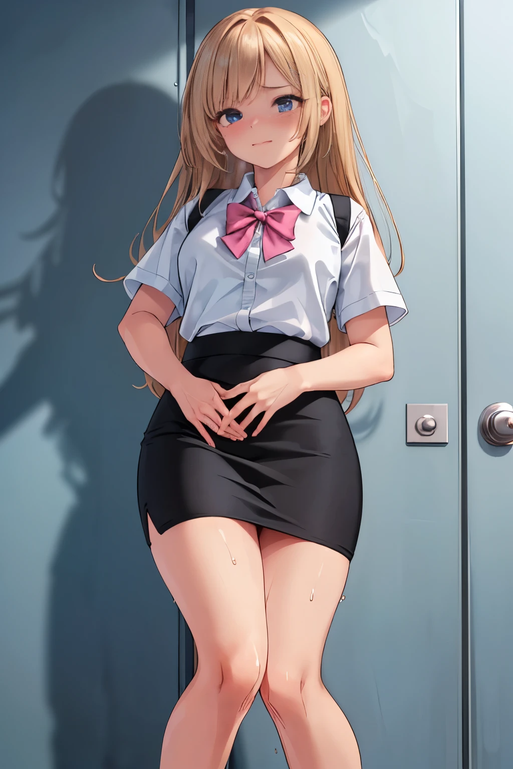 Carefully draw the outline of the thighs。