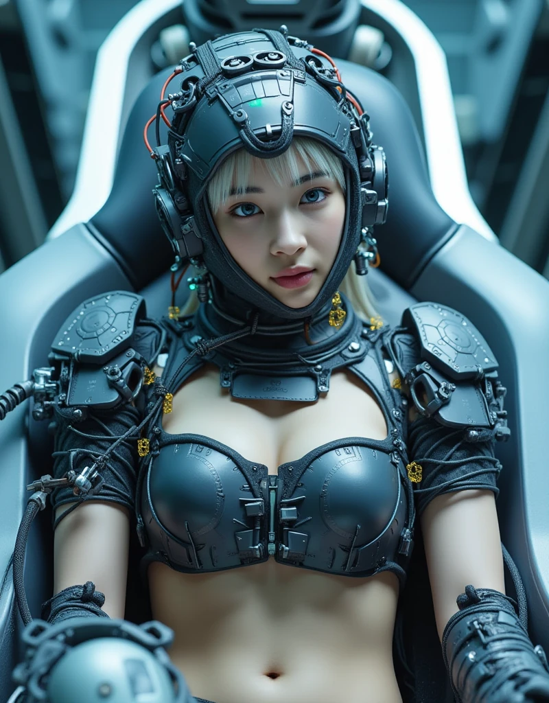 Girl in white tank, cybernetic, filled with water hibernation chamber, ( full body submerged in water). Wet skin, pale skin, juicy lips, closed eyes, (very wet silk afro curly Black hair), mermaid wet hair floating style, big closed eyes, puffy breast, juicy lips, abs, slim face, cyberpunk futuristic style. Perfect body, Perfect hands, Perfect feet. She sleeps in a big futuristic Waters tank. floating in water, fetal position, Matrix style cables attached to body, harness hand, harness legs, (suspended on robotic handles)