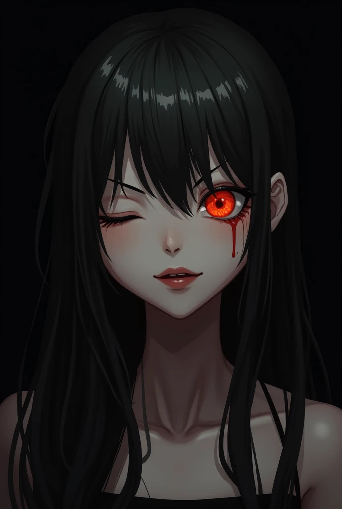 (Photorealistic:1.4)、(masterpiece、Side light、Exquisite beautiful eyes)、(Character Focus、Close to the audience、masterpiece*Portrait)、Real、Cute Face、 3D Face、(black and white Two-tone hair:1.5、Straight Hair、Messy Hair、Color Inner Hair)、(1 Girl)、(Red eyes:1.2)、(Upper Body)、(Sundress)、 (Cute face),(Expressionless:1.5),kind face,(Small breasts),(Black background:1.5)、(glowing eyes:1.5)、Flower Hair Clips、 Neat and clean、Adorable、Slim Body(Tareme:1.5),Shiny Hair、Glowing Skin、Nijisketch,Manga,zydG