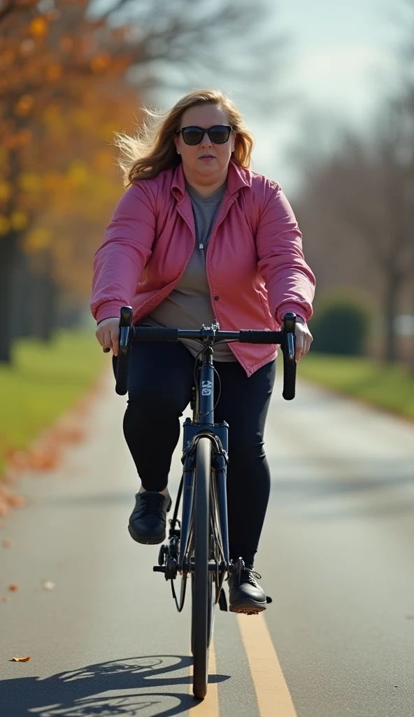 (Best quality, high resolution, masterpiece: 1.3), a beautiful korean woman in hijab, plump body, , cycling a pink merchant bicycle, 30 years old, exposed suit, wearing tight satin swim shirt, vomiting mouth, Wearing Headphones, snow background, close up