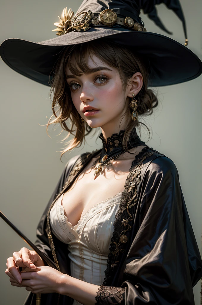 (tmasterpiece,best qualtiy,realisticlying:1.37),(Complex and sophisticated,Highly detailed skin and face),Full body portrait of an evil witch in moonlight,Seduction pose,Silk wizard robes,Wizard's Hat,Rose and crystal jewelry,eBlue eyes,Red curls,电影灯光