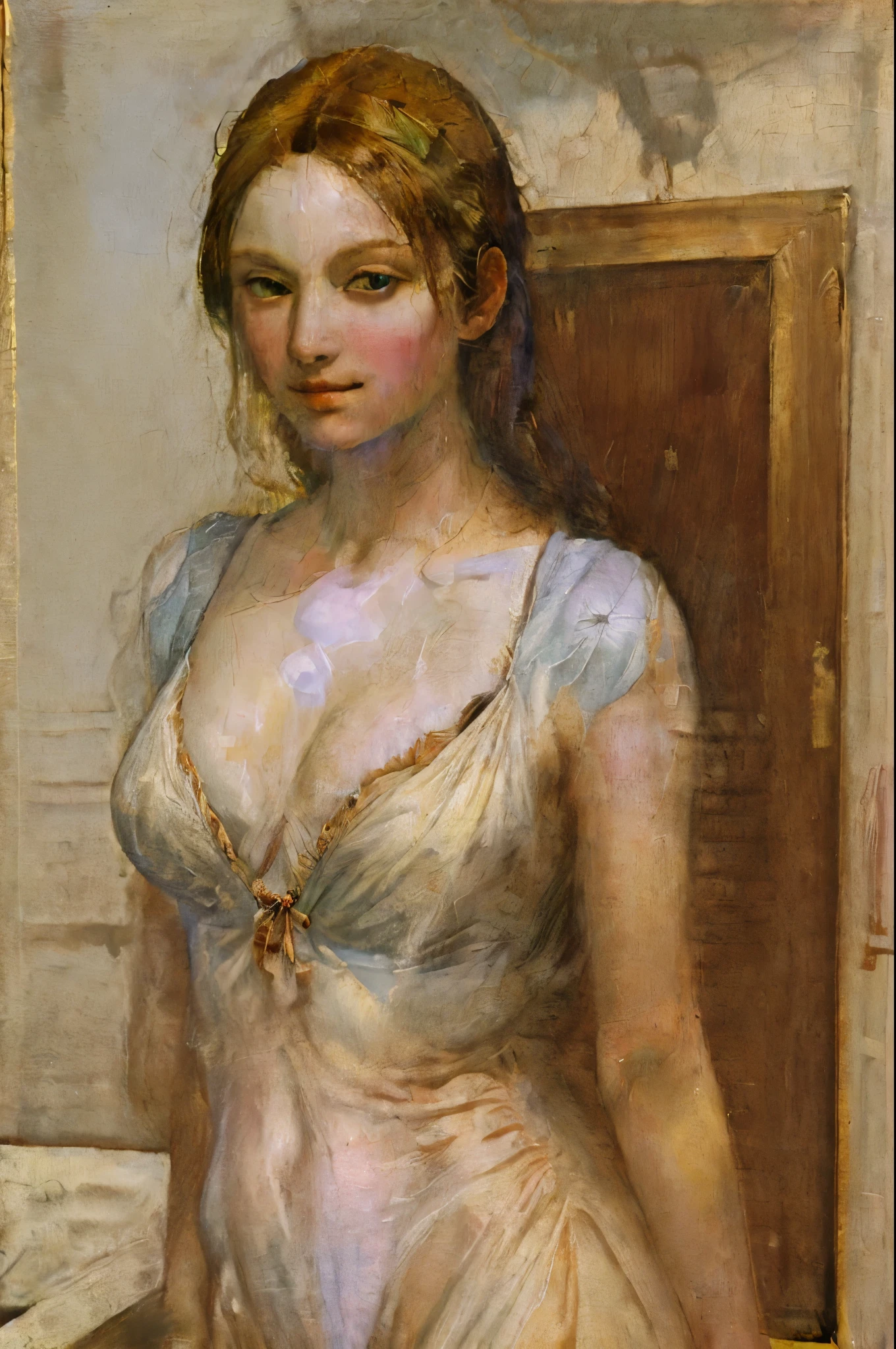 masterpiece, best quality, extremely detailed, hyperrealistic, oil painting, high renaissance art, in da vinci style, purple