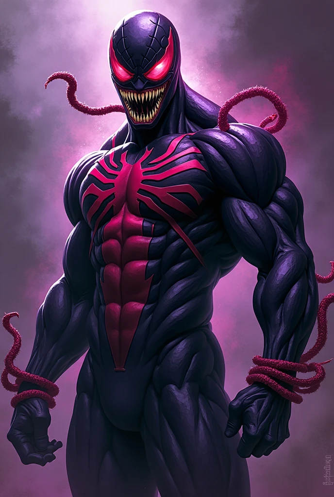 
venom with red and black striped shirt