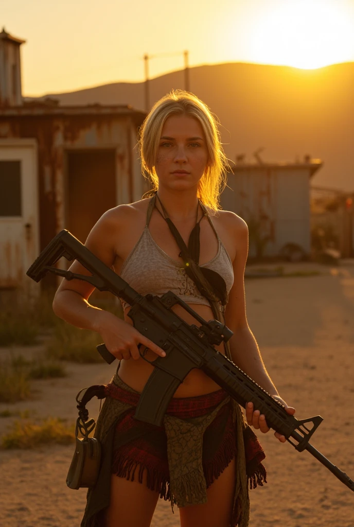 Cinematic battlefield in ruin city, a ultra-detailed hyperrealist photography of a beautiful 20 years old Israeli soldier woman, (blonde hair with extra long wavy), blue eyes, Israeli aesthetics, short hair, night, curvy, beautiful curves, army aesthetics, special forces outfit, high emphasis on detail, style Semi Impasto, matte painting, atmospheric, glowing, dramatic lighting, beautiful eyes, symmetric eyed, perfect eyes, by Magali Villeneuve, wet, moist, reflection, (masterpiece) ( Perfect proportions) (realistic photos) (highest quality) (detail) shot taken by Canon EOS R5, 50mm lens, f/2.8, HDR, (8k) (wallpaper) (movie lighting) (dramatic lighting) (sharp focus) (complex) fashion, special forces, captain, Israeli military, armed with 2 pistols, in combat, realistic uniform, multicam, fit, chest protection, united states military, camouflaged, multicam, Israeli patter,Israeli patch bulletproof vest, covered skin, bullet proof vest, weapon, gun, m4a1, m4a1 sopor, special UHD!