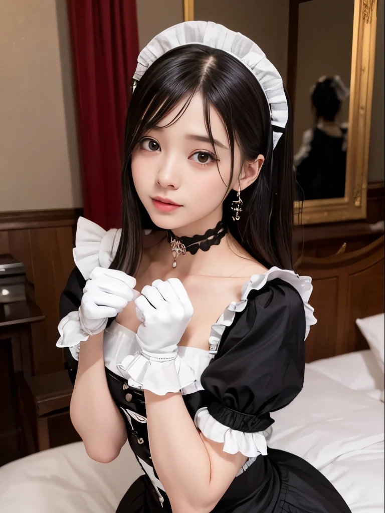 ((NSFW:1.2)),muste piece, best quality, photorealistic, fine details, High resolution, 8K painting wallpaper,beautiful detailed eyes, short hair, maid dress,embarrassed,blush,(orgasm:1.5),18-year-old,(droopy eyes 1.4),((slender)), Japanese,thin waist,small breasts, pov,blowjob,deepthroat,creampie,((cumshot,cum,bukkake)),nipple,shirtlift