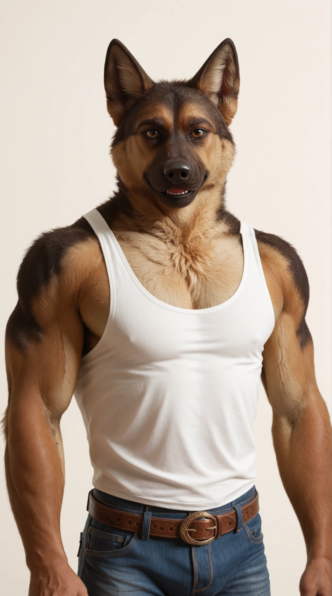 a man of about 40 years old, very hairy, hairy armpits and hairy chest, he is naked, he has his beautiful penis, he is wearing a BDSM leather dog mask and brown leather harness, he is in the middle of leaves of the trees in nature, sexy gay, sensual pose, fetish