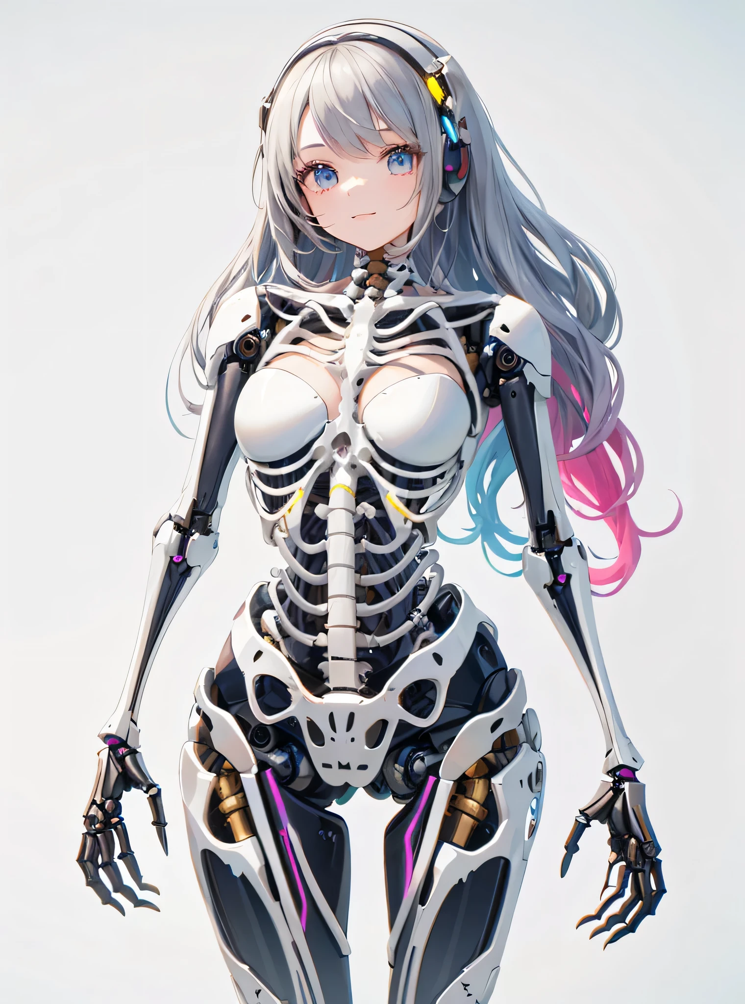 masterpiece,
Female androids charging,
All of their faces are beautiful human faces.,
All of the bodies have their internal skeletons exposed except for their faces.,
All heights and eye colors、The internal skeleton has different colors,
Some of them are charging and their eyes are lit up.,
group,
Multipose,
Full Body Shot,
Everyone is concerned about the charging port at the bottom,