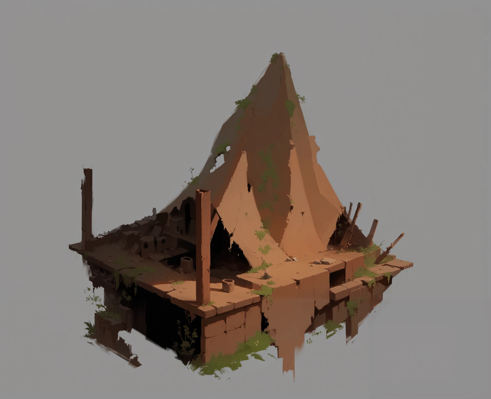 destroyed houses, ruin, lianas, thickets, ruin, Better quality , pure quality , high quality , 4K, 8k,