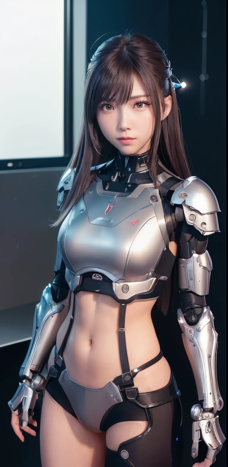 (RAW image quality:1.4), rough skin, Super detailed, advanced details, high quality, 最high quality, High resolution, 1080p, hard disk, beautiful,(war machine),beautiful cyborg woman,Mecha cyborg girl,battle mode,Clear Mecha Body Girl,She is wearing a futuristic war machine,Platinum silver short hair, full body shot, cleavage, Underboo Boo, side boo boo, ((exposed lower abdomen:1.4)), (thin pubic hair), Too exposed, (Wedgie in the crotch), battle pose, random angle,