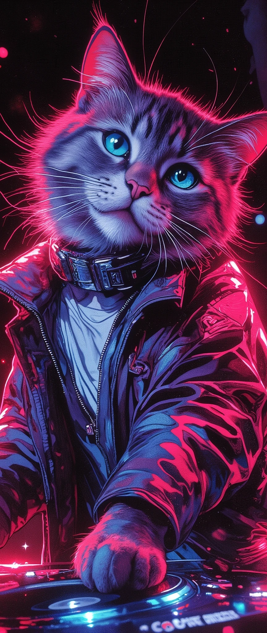(Masterpiece:1.2, EXCEPTIONAL QUALITY    ,Mirror Finish   ,  Cinematic experience   ,  best illustration ),    Ultra Fine ,    tall Highly detailed   ,8k,16k,   wallpaper,(  Enlarged view with an illustration of a cute cat DJ drawn at the center of the record:2.0),(   Simple Design  ),   promotional art   ,    Record Jacket   ,   record album jacket design   , Funk Music,House music  ,  avant-garde  , (  70s funk art  :2.0),   Feminist Art  ,   comic book style  