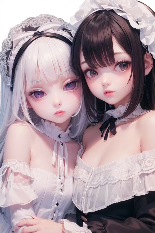 White hair, small breasts, black underwear, twintails, , nipples, jk