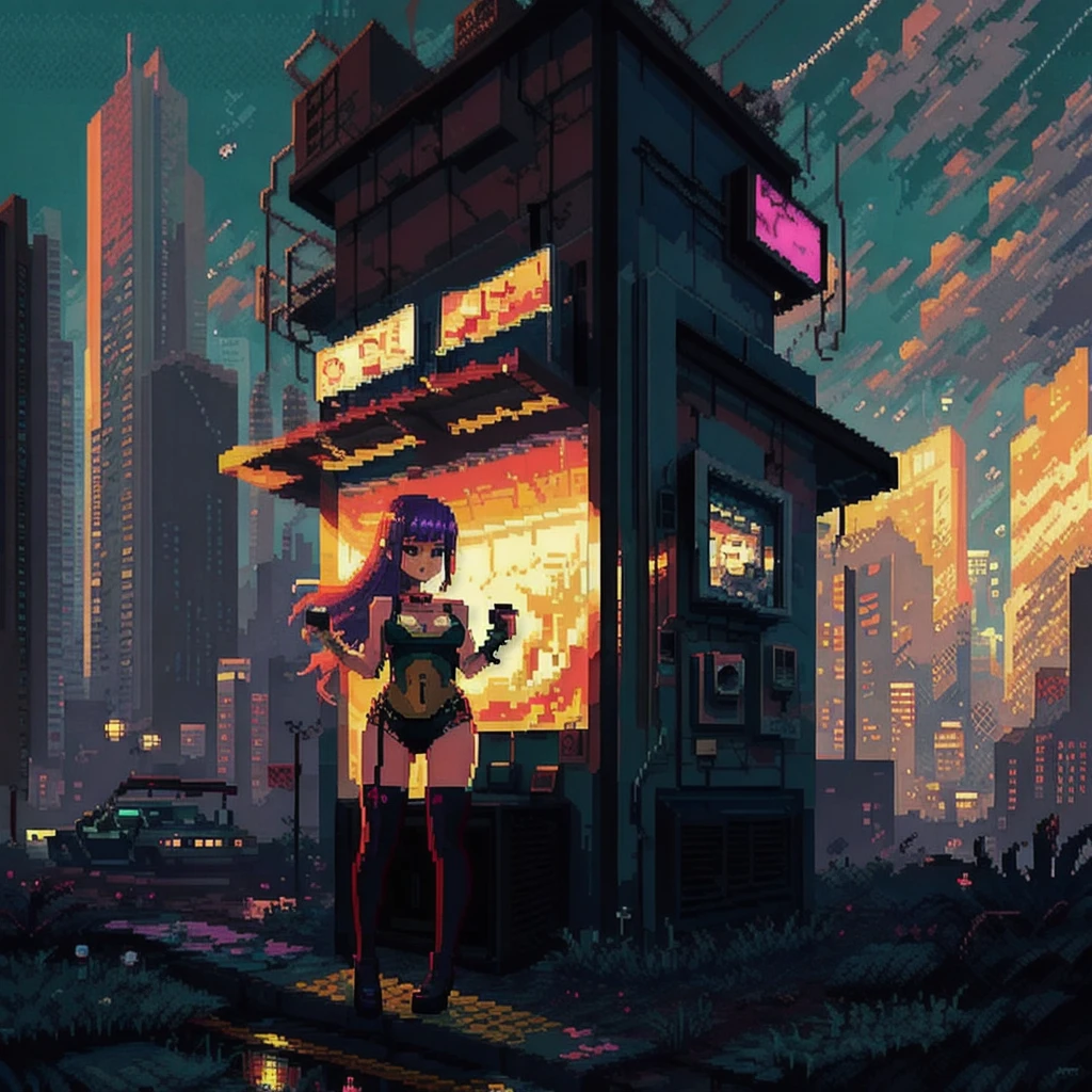 (best quality, masterpiece), 1girl, holo jacket, cyberpunk, neon, fog, (cartoon: 1.5), thong, tight, small, neon signs, ramen shop, fishnet very low, transparent, very long hair, from the back,