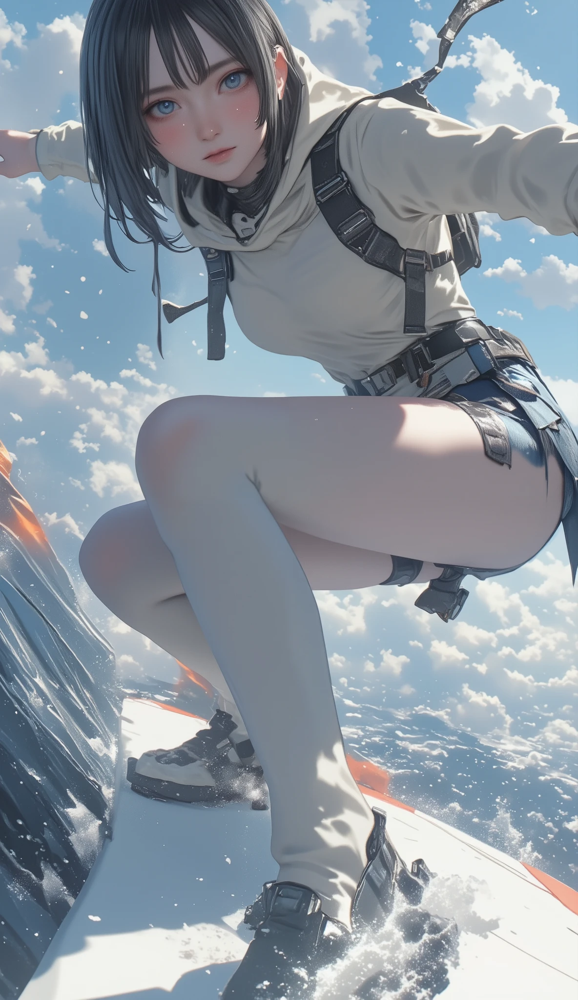 absurd solution, high resolution, (masterpiece:1.4), very detailed, 1 man, Seen from above, space, floating, satellite, Running posture, wide angle lens distortion