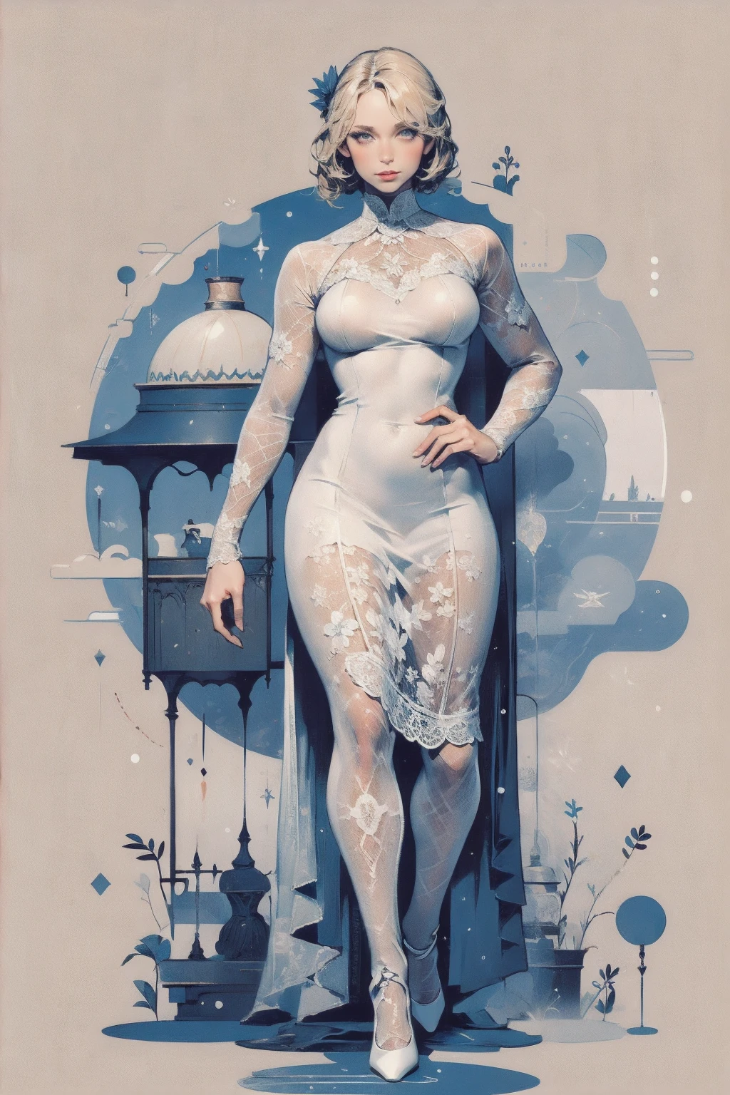 score_9, score_8_up, score_7_up, score_6_up, source_oil_painting, futanari, solo, black background, steam floating, space, doll joints, android, queen, saggy_breasts, golden black nails, black dress, faceless
