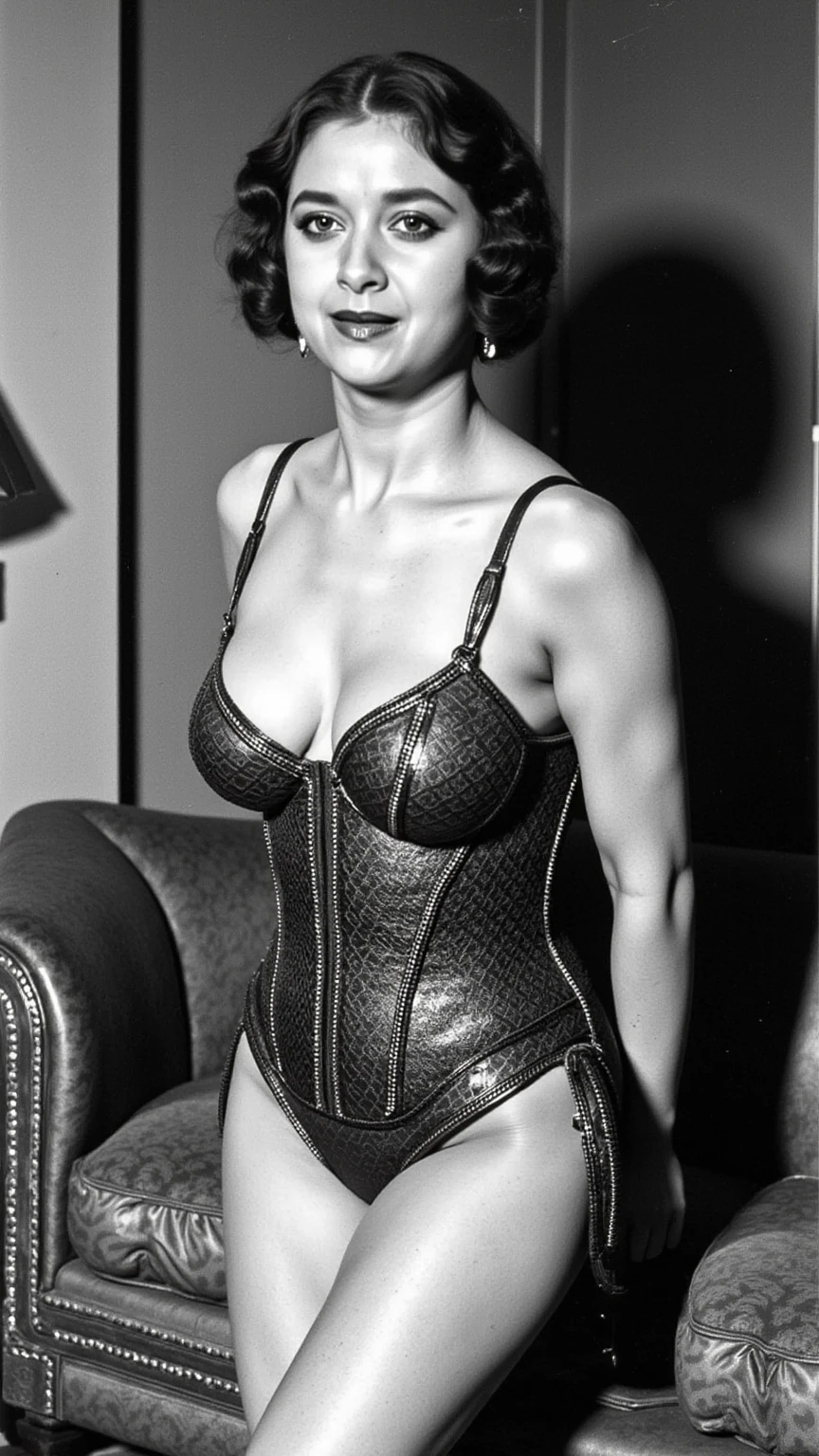 RAW photo, highres, sharp focus, extremely detailed, masterpiece, cinematic lighting, (((film grain))), 1girl, tall women, ((old castle)), indoors, dim lit, cleavage, see-through dress, underwear,hands on breast, looking up, <lora:add_detail:1.5> , ladyD, laying on chaiselounge, <lora:ladyD:0.9> <lora:chaiselounge:0.6>