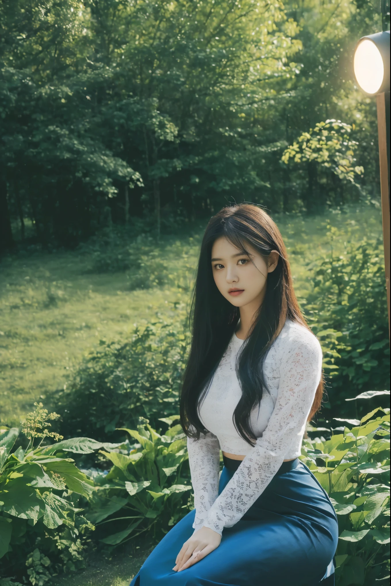 ((Best Quality, 8k, Masterpiece:1.3))), Crisp Focus: 1.2, (Beautiful Woman with Perfect Figure: 1.4) , multiple girls))),((((6girls))))、((6 girls))、The same face、matching uniform、(acmm ls outfit, lace acmm top, wearing acmm long skirt, blue color acmm long skirt, printed skirt,)、Long black hair、((((Gigantic Breasts)))Raw photo、same person、Doppelganger、(group portraits), standing,ass focus ,front view,In the floral plants forest background ,film effect 、best position,best composition, perspective view, ultra wide view,(best quality,4K,8K,highres,masterpiece:1.2),ultra-detailed,(realistic,photorealistic,photo-realistic:1.37),HDR,studio lighting,sharp focus,