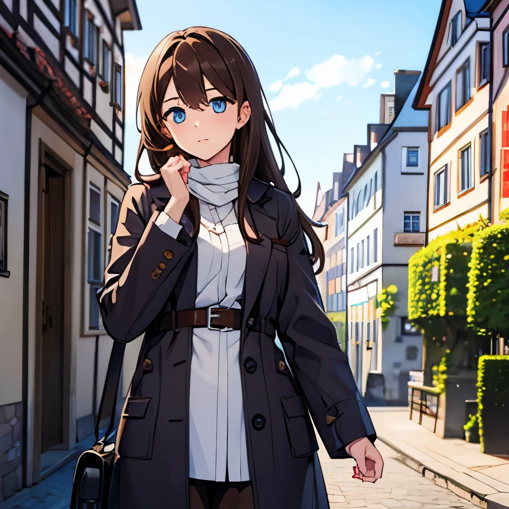 Hottie, blue eyes, germany, brown hair, modest outfit, perfect