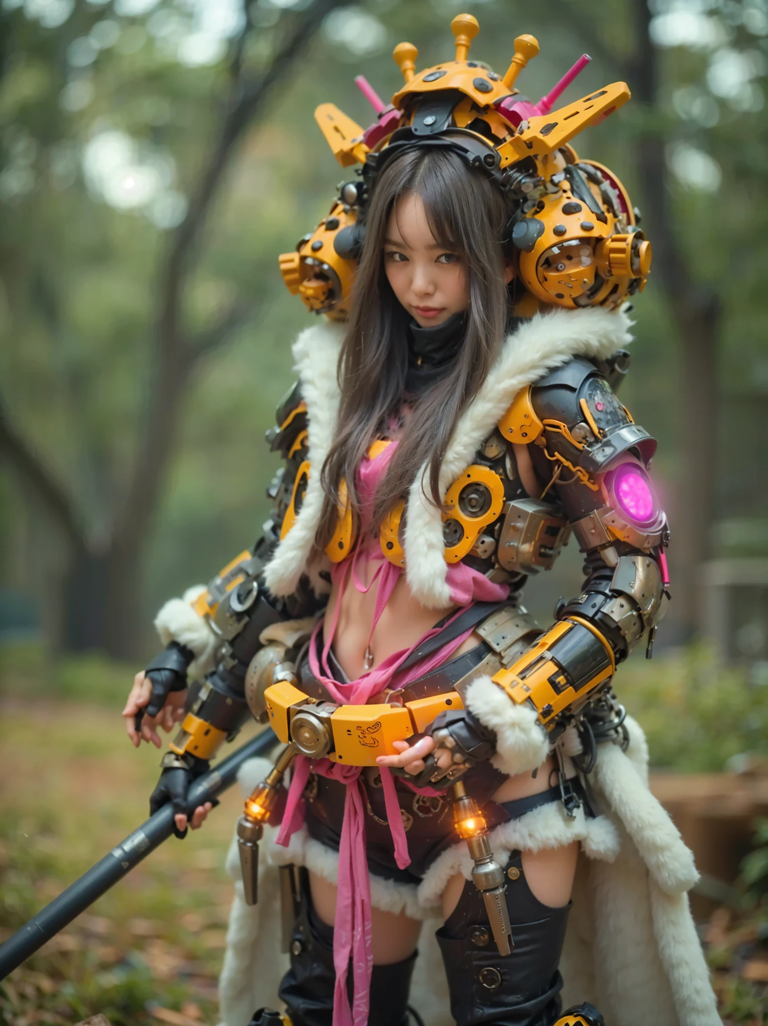 (Completely live action:1.37), (Amazingly realistic textures:1.37), (masterpiece, best quality:1.2), (8k uhd, 16k, 32k, ultra high res), amazingly realistic skin, amazingly realistic photo, superrealism, (photorealistic:1.37), (RAW photo), ultimately realistic, (ultimately realistic all details), (ultimately realistic all textures), super realistic lighting, super realistic shadow, (japanese girl:1.5), (realistic idol face), smiling, happy, super realistic face, ultimately realistic skin, ultimately realistic eyes, (mascara:1.35)ultimately realistic background, ultimately realistic detail up, (kkw-ph1:1.25), (Canon EOS R6, 85mm, 1/200s, f/5.6, ISO 1600), (tattoo), (mechanical armor:1.37), (blue eyes:1.2), (silver hair:1.3),