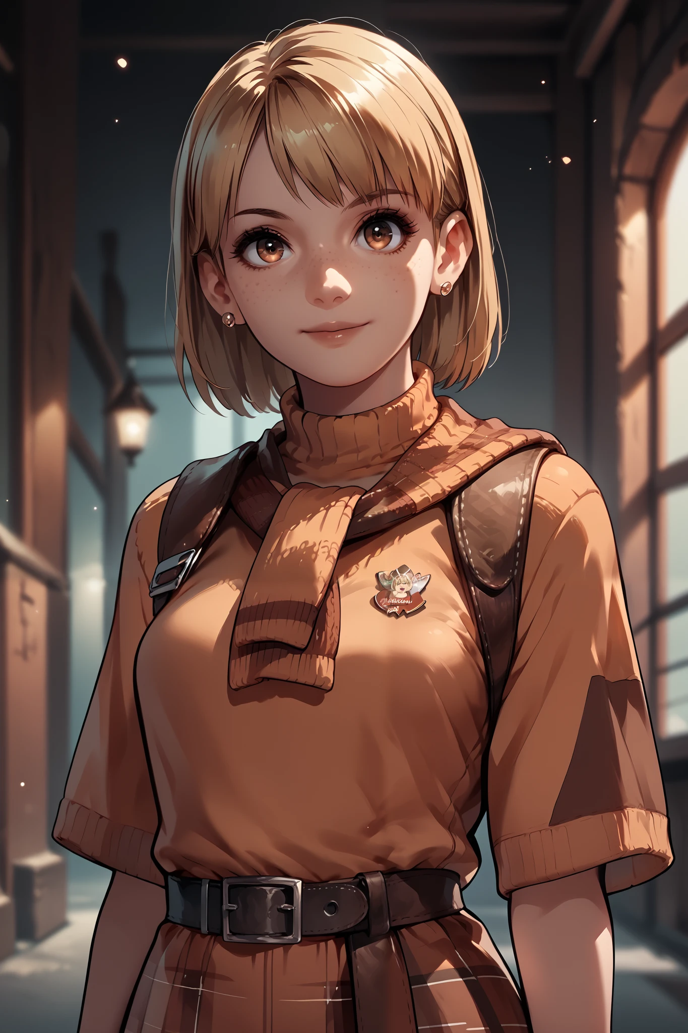 Anime concept art, dark fantasy, Ashley graham, Ashley Graham from resident evil 4, cute, Ashley's sexy outfit, resident evil 4 concept art
