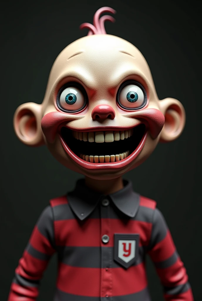 a close up of a toy figure in a creepy hallway, vinyl toy figurine, creepy , anton semenov, still from animated horror movie, nendoroid, style as nendoroid, nendoroid 3 d, adolf hitler funko pop, jump scare, evil smile and glowing eyes, q posket, big glowing eyes, detailed big eyes