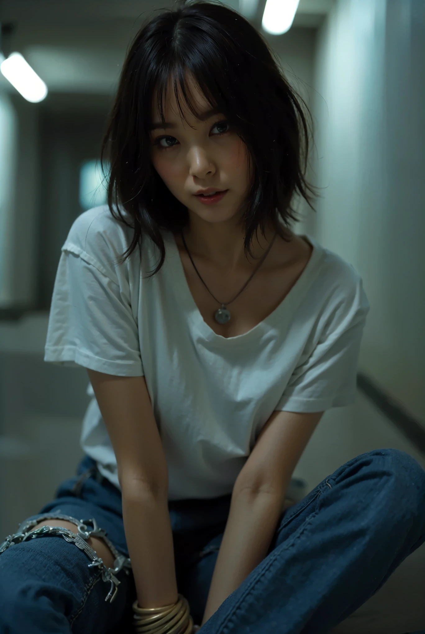 (Completely live action:1.37), (Amazingly realistic textures:1.37), (masterpiece, best quality:1.2), (8k uhd, 16k, 32k, ultra high res), amazingly realistic skin, amazingly realistic photo, superrealism, (photorealistic:1.37), (RAW photo), ultimately realistic, (ultimately realistic all details), (ultimately realistic all textures), super realistic lighting, super realistic shadow, (japanese girl:1.5), (realistic idol face), smiling, happy, super realistic face, ultimately realistic skin, ultimately realistic eyes, (mascara:1.35)ultimately realistic background, ultimately realistic detail up, (kkw-ph1:1.25), (Canon EOS R6, 85mm, 1/200s, f/5.6, ISO 1600), (tattoo), (mechanical armor:1.37), (blue eyes:1.2), (silver hair:1.3),