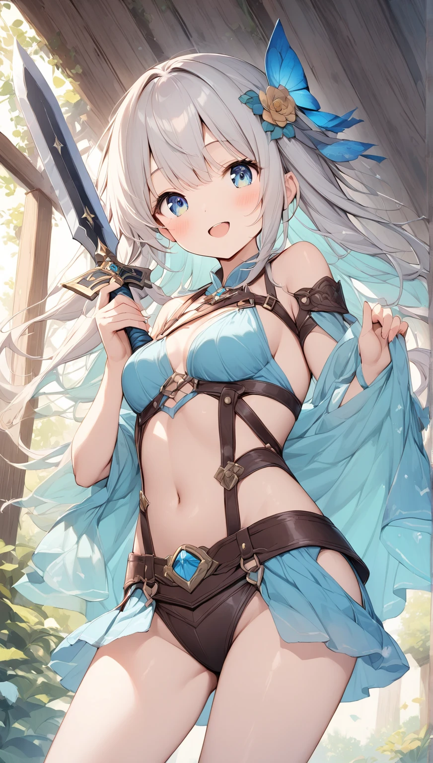 (masterpiece、highest quality、highest quality、Official Art、Beautiful and beautiful:1.2)、(One girl:1.3)Hatsune Miku、Twin tails,Big Breasts,Character design sheet, expensive, woman, Adult Arabian belly dancer, Slim clothes, Exposed legs, Toned Abs, Long brunette hair, Hazel Eyes, Expressionless, White Background, Holding a dagger in each hand
