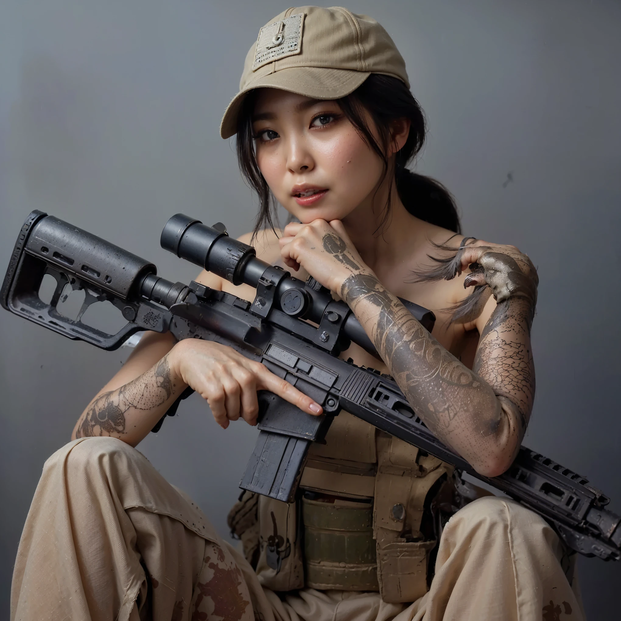 (Completely live action:1.37), (Amazingly realistic textures:1.37), (masterpiece, best quality:1.2), (8k uhd, 16k, 32k, ultra high res), amazingly realistic skin, amazingly realistic photo, superrealism, (photorealistic:1.37), (RAW photo), ultimately realistic, (ultimately realistic all details), (ultimately realistic all textures), super realistic lighting, super realistic shadow, (japanese girl:1.5), (realistic idol face), smiling, happy, super realistic face, ultimately realistic skin, ultimately realistic eyes, (mascara:1.35)ultimately realistic background, ultimately realistic detail up, (kkw-ph1:1.25), (Canon EOS R6, 85mm, 1/200s, f/5.6, ISO 1600), (tattoo), (mechanical armor:1.37), (blue eyes:1.2), (silver hair:1.3), 