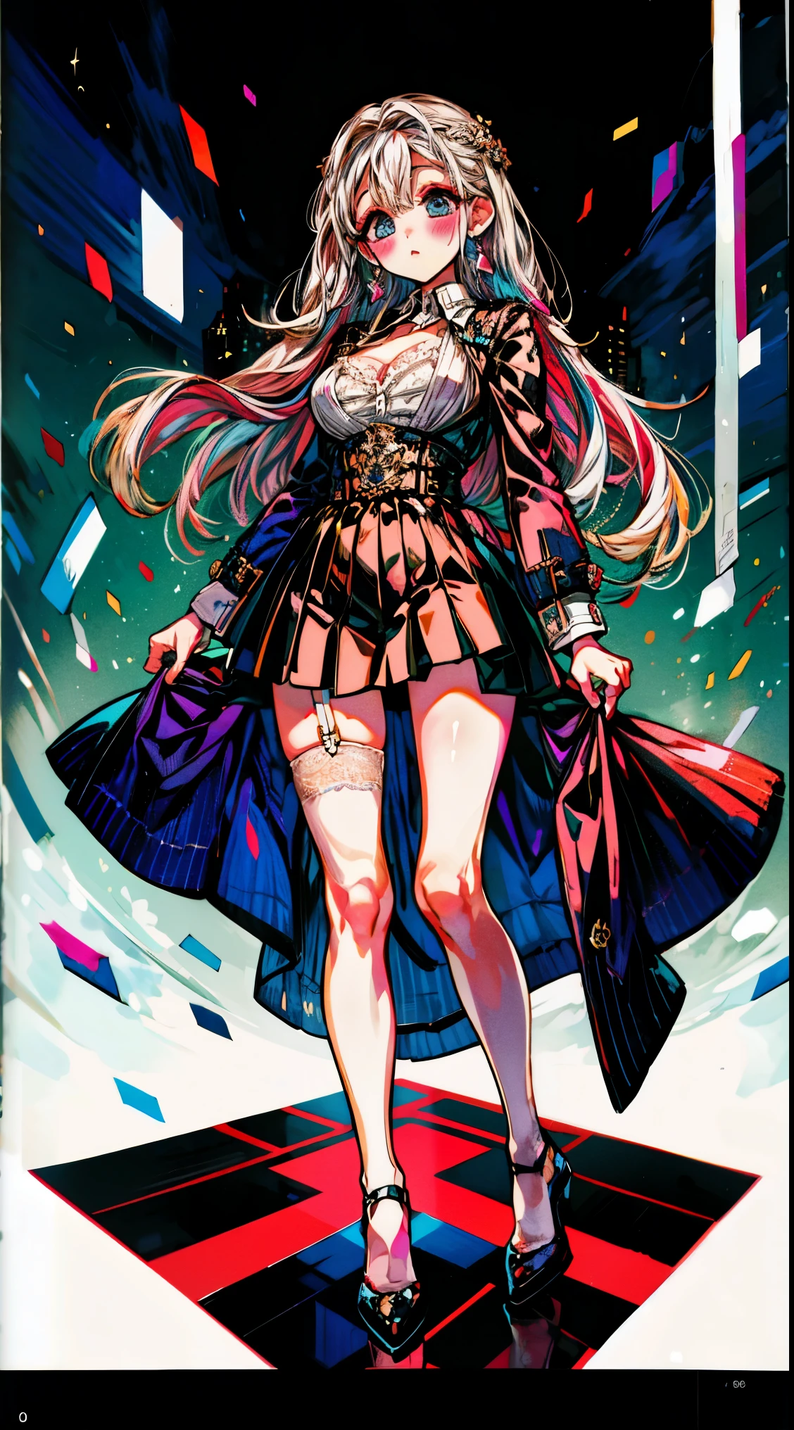 Head to toe, reference-sheet, fullbody, standing up ref-sheet (Masterpiece, Best quality, High quality:1.4), (Curvy:1.1), Standing up at your desk, Office, (Full body shot:1.1),
Long white hair, blush, Makeup, Ultra Detail Hair, Ultra Detail Face, (Blue eyes:1.05), Perfect eyes, Perfect face, Earrings, (Confused, Blush:1.2), (a garter belt:1.1), pencil skirts, office uniform, high-heels, tall, long sexy legs, (Large breasts:1.1), cleavage, Big ass, Thighs,