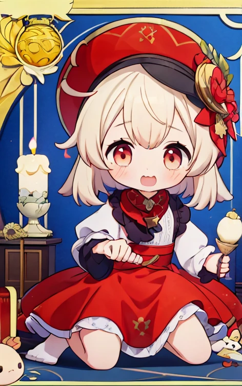 masterpiece, best quality, very aesthetic, absurdres, 1girl, mature_lady, hands cover breasts, upper body,,klee_(genshin_impact), genshin_impact, blonde_hair, ahoge, hair_between_eyes, low_twintails, medium_hair, pointy_ears, sidelocks, cabbie_hat, red_hat,four-leaf_clover, clover_print,  brown_gloves, gold_trim, pom_pom_(clothes), puffy_sleeves, puffy_long_sleeves, light_long_sleeves, bloomers, dress, red_dress, ankle_boots, brown_footwear, kneehighs, white_socks, bandaid, pocket,,in aquarium,blur background,background defocus