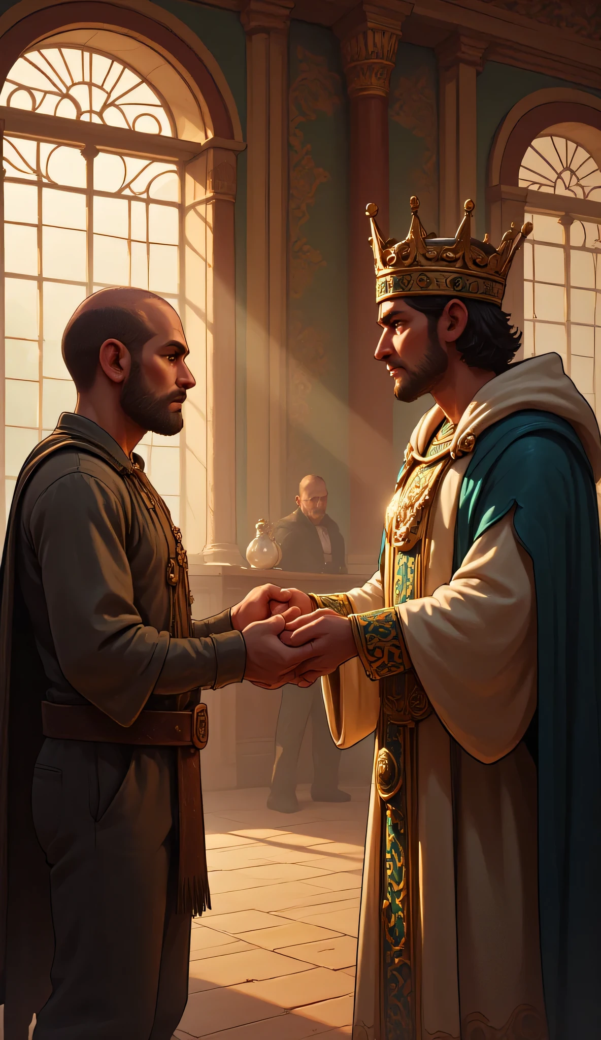 The king summons the farmer and gives him a reward, thanking him.