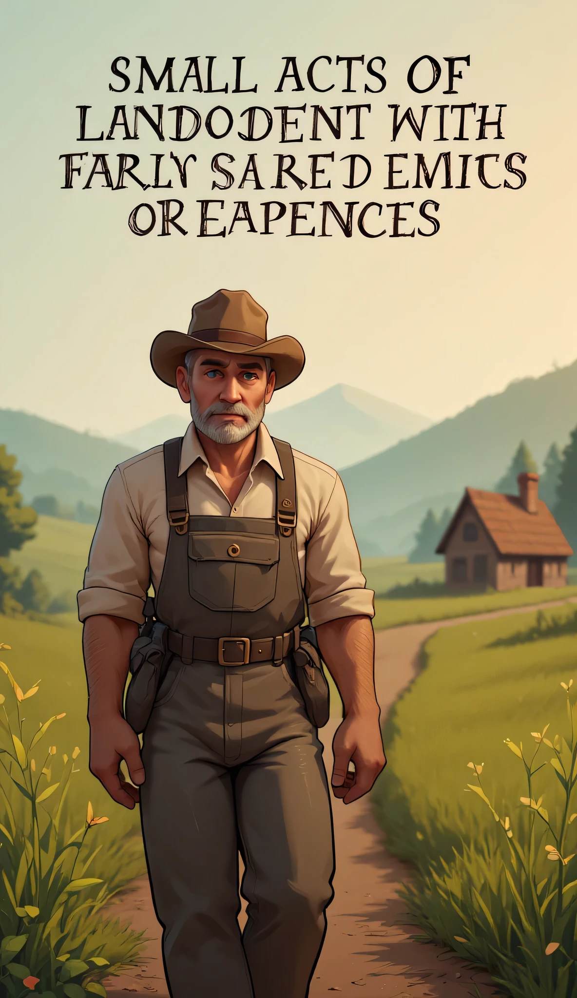 The farmer smiles as he leaves with the reward. Add text overlay: “Small acts of kindness have big impacts.”