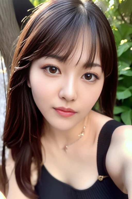 ((Model-like beauty)), Japanese Girls,1 person,masterpiece, Best image quality, Ultra-detailed, (Perfect body:1.2), ((Perfect Face+Light brown hair)), Close-up, Short Wavy Hair,Viewer Perspective, Fine hair、Fine grain(Realistic eyes),Professional Lighting,Mid-breasted,(Brown eyes),Slender,Adult women,Around 28 years old,Glamour,A kind smile,Half Girl,Eyelashes,double eyelid,Tank top,RAW Photos,Sexy lips,Cute smile,She crumpled her face and laughed.,Belly button fashion,Abdominal muscles,narrow,