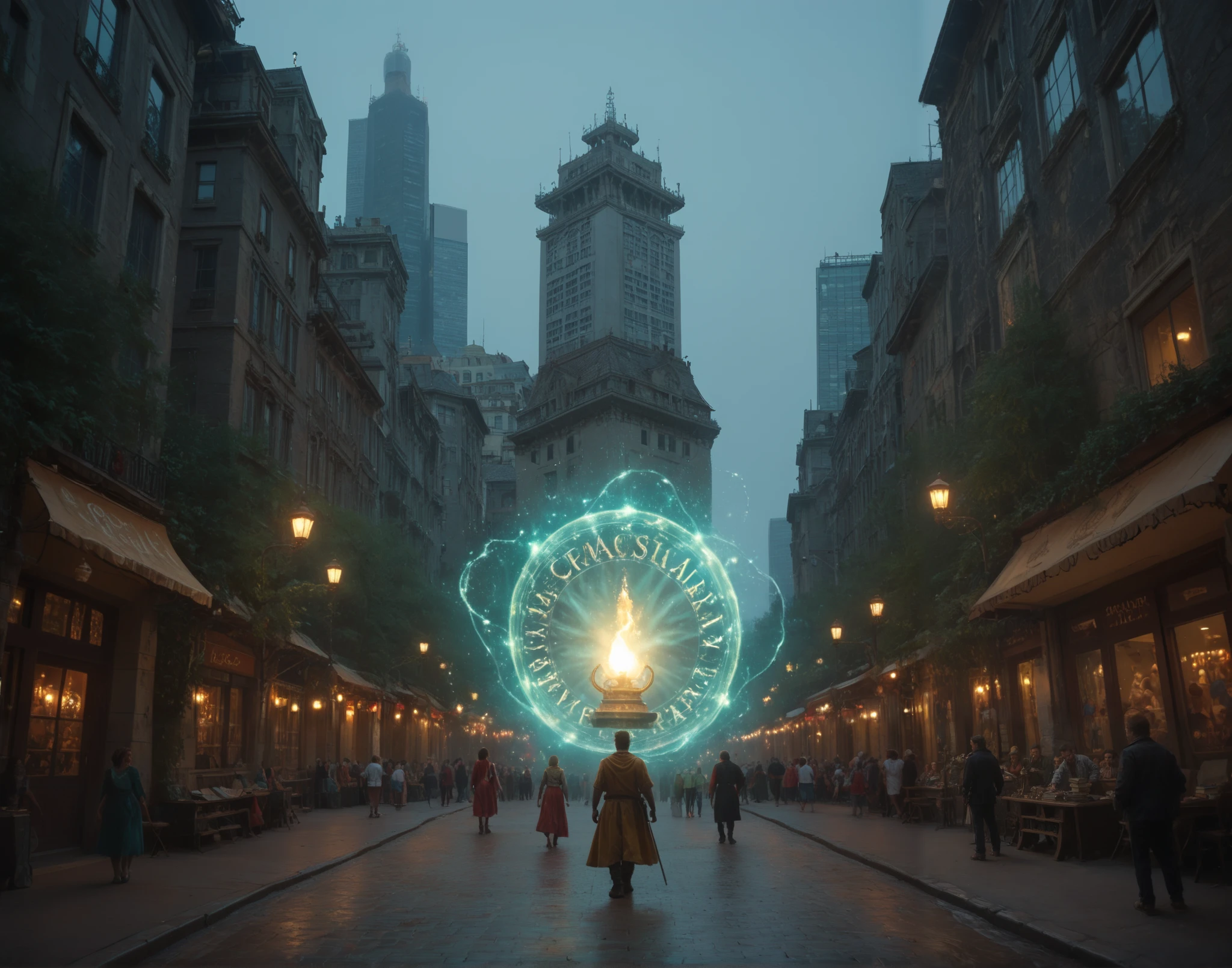 The banner depicts a dynamic and exciting moment , break out where the main character is on the verge of two worlds . braids on one side , bright, a modern cityscape with skyscrapers and hustle and bustle , and on the other hand, a magical world with green forests , float around him with bright colors and mystical creatures . hero, dressed in casual clothes , but with elements of fantasy, such as a magic amulet or sword , world .
Open books , from which glowing pages , symbolizing knowledge and adventures , who are waiting for him . In the background, you can see portals and , creating an atmosphere of magic and mystery .
At the top of the banner, the name of the channel is written in large font, lighting effects made in bright colors and looking curiously towards the magic with a glowing effect , that attracts attention and emphasizes the theme . This image should make viewers feel surprised and eager to learn more about incredible stories, that they can hear ."