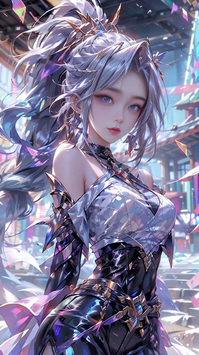 (photorealistic:1.8, highest quality:1.8,8K masterpiece:1.8,High resolution,muste piece:1.8,RAW Photos,cinematic lighting),No split screen, cyber punk、Back alley of the city at night、rain-soaked ground、vapor、
(1 android girl:1.3)、Completely naked、full body tattoo、choker、beautiful breasticro bikini、beautiful butt,beautiful thighs,plump nipples、Nipples are visible through the costume,cameltoe,Body painting with a pop design drawn all over the body、pop art design、cutting edge fashion、conceptual art、
(Beautiful shining blue-white hair:1.5)、Impassive