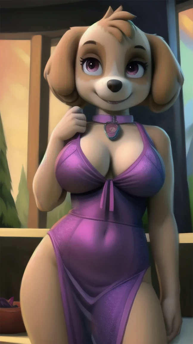 drawing of an otter woman in a pink dress, female furson, pov furry , hourglass body, feminine furry mini cute style, furson!!!!, furry art!!!, looking straight, furson wearing stylish clothes, furry character, goddess otter