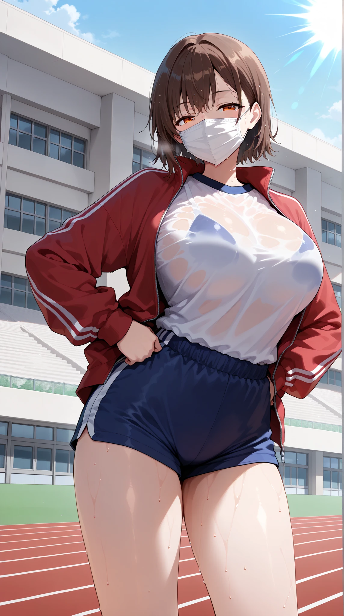 full body, whole body. 1solo (girl). slave fighter, loincloth standing, hands on hips, metal sandals, backpack, choker, big belt, view from below, feet together, bracers, tiara

