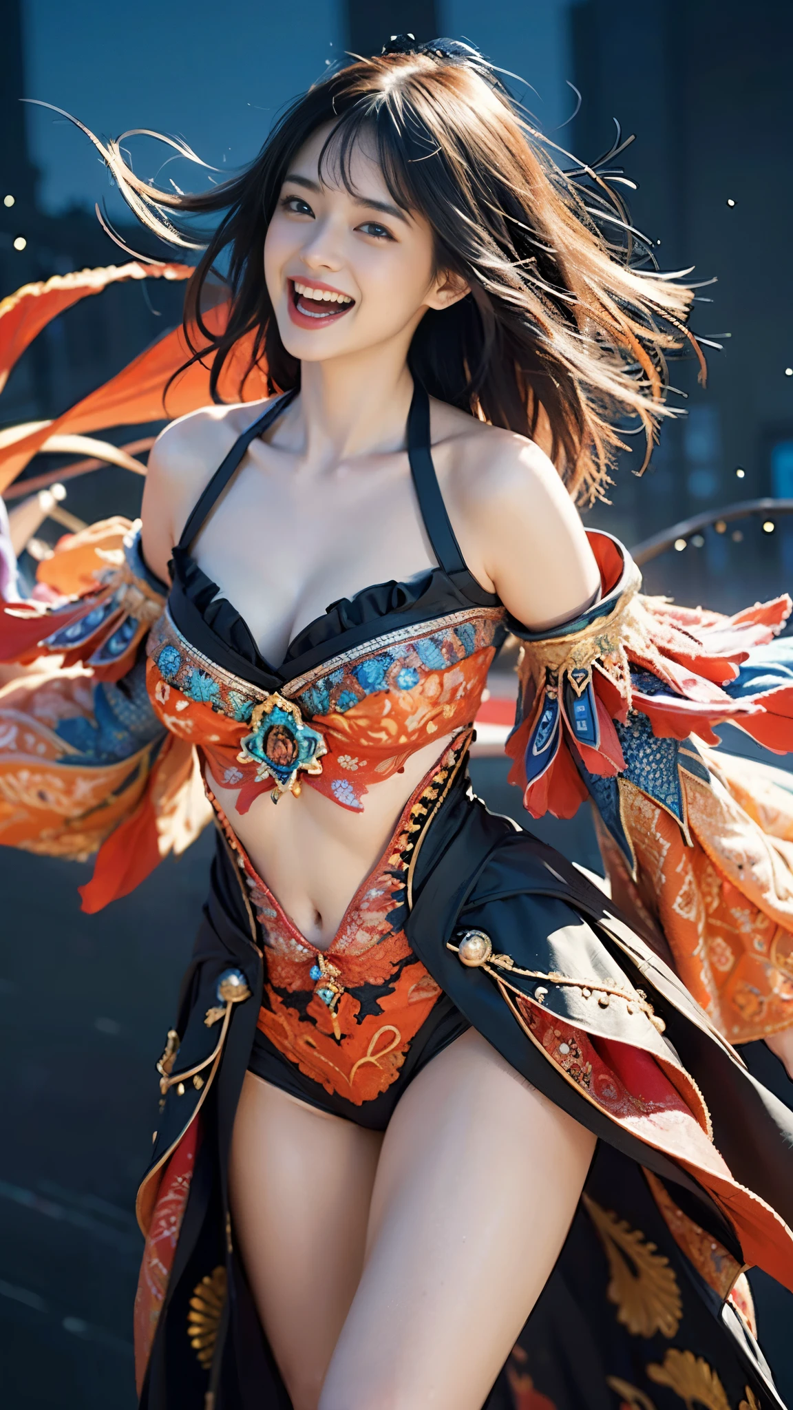 Abstract Beauty,Center,(eyes looking at camera:1.5),Perfect thighs，Nearly perfect,Dynamic,moonlight,Very detailed,number,Art Station,concept art,Smooth,Sharp focus,illustration, Vibrant brushwork, Bold Colors, ruffle form, expressive, emotion, official art,Unity 8K wallpaper,Ultra Detailed,Beautiful and beautiful,masterpiece,best quality,( Mandala, dispute),(Fractal Art:1.3),1 Girl,Extremely detailed,(laugh:1.3)，Dynamic angle,Chaos in its most beautiful form,elegant,Sexy,bright colors,