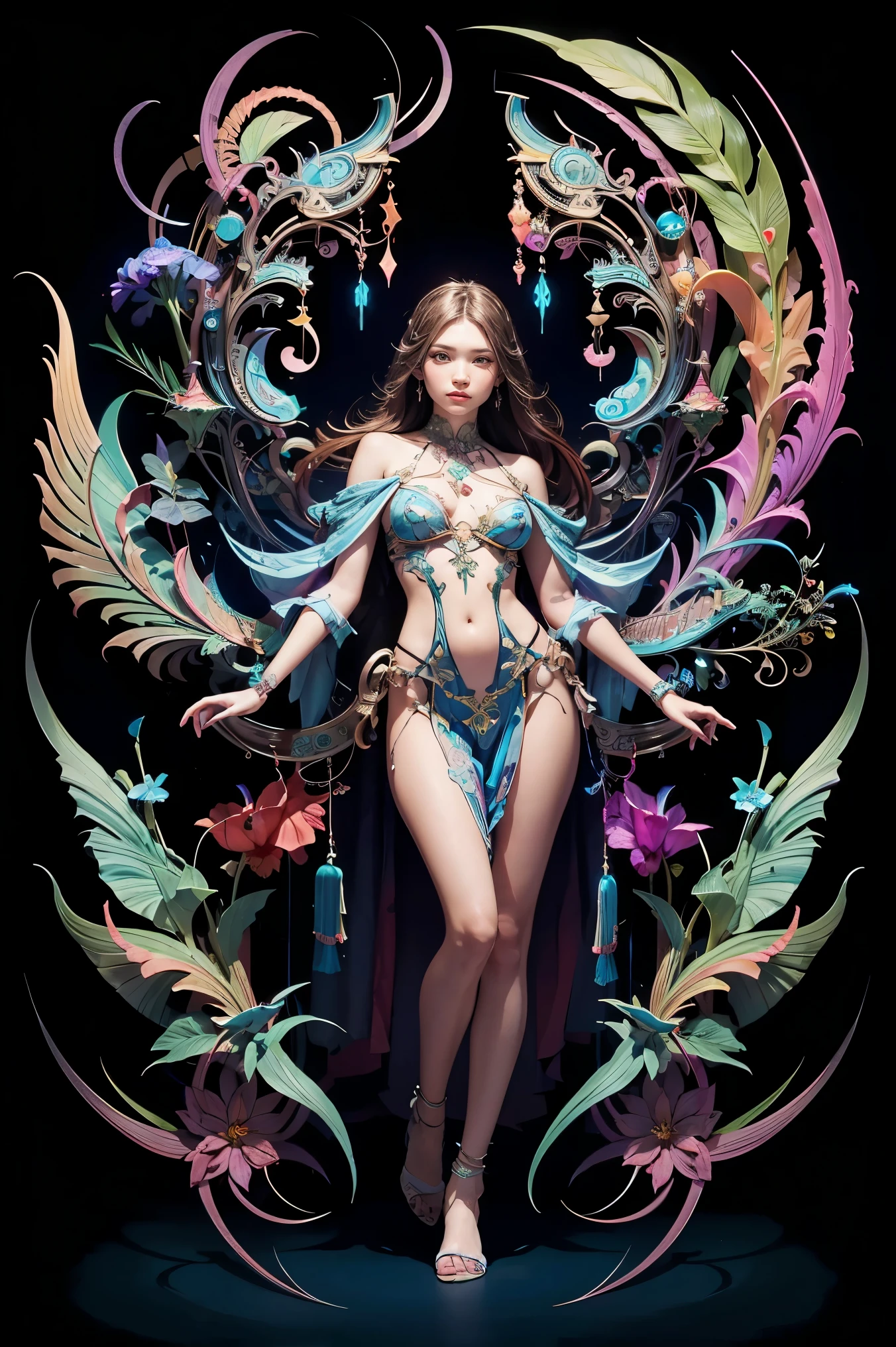 an extremely psychedelic portrait of a healer, surreal, LSD, face, detailed, intricate, elegant, agile, highly detailed, digital painting, art station, concept art, smooth, sharp focus, illustration, 1girl, full body