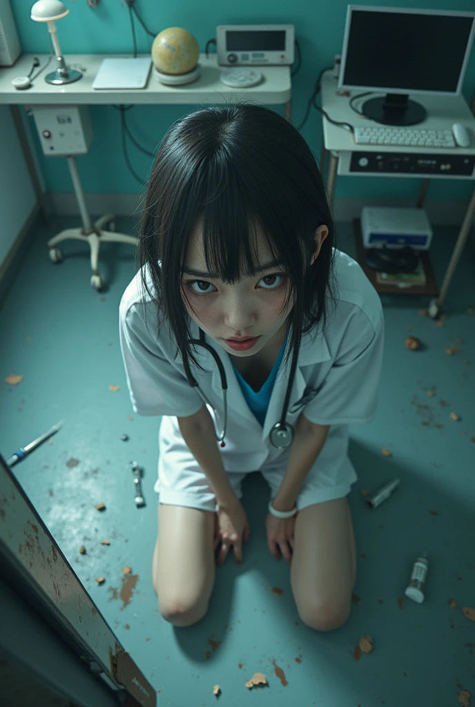 masterpiece, highest quality, (solo focus), (perfect face:1.1), (high detail:1.1), (hyper detailed eyes),Male patient on operating table、Bright torture chamber、High School Uniform、1XGALX Mistress 、performing abdominal dissection 2、（Sadistic schoolgirl opening her laparotomy:2）、1XGメンバーミストレス with scalpel for surgical surgery、A crazy smile、Look at viewers、Enjoying pulling out the internal organs