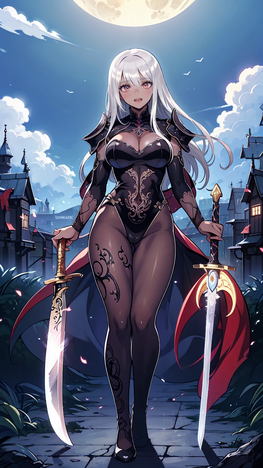 Full body Photo of a hot beautiful woman, perfect face, beautiful face, highlighted gray hair, samurai shoulder armor, holding a holy sword, (big breasts:1.4), no bra, looking at viewer,particle,wind ,flames ,backlighting,rim lighting,upper body,hot pose, you can see her nipples, visible areolas, see through, naked feet, bare feet, beautiful feet, facing the viewer, full body view, action pose, big blue sky eyes, happy grin smile, perfect young body proportions, perfect ass, perfect tiny body, pretty young face, thick thighs, thigh gap, cameltoe, visible crotch, big breasts, (focus on breasts:1.2), hard nipples, perky tits, visible areolas, nip-slip, visible nipples,