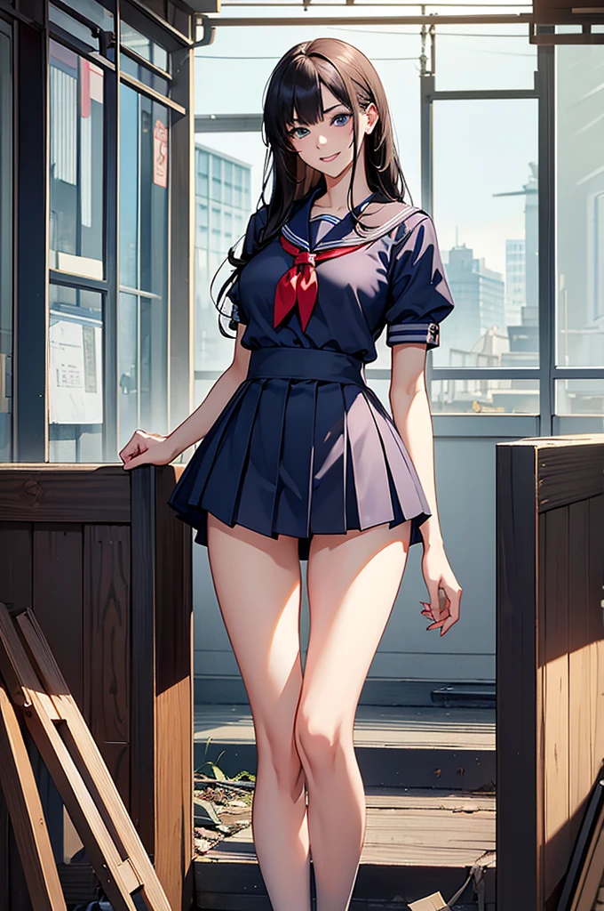 Highest quality,Highest Resolution,Sailor Leotard,High leg,smile,Bedroom,Red tie,